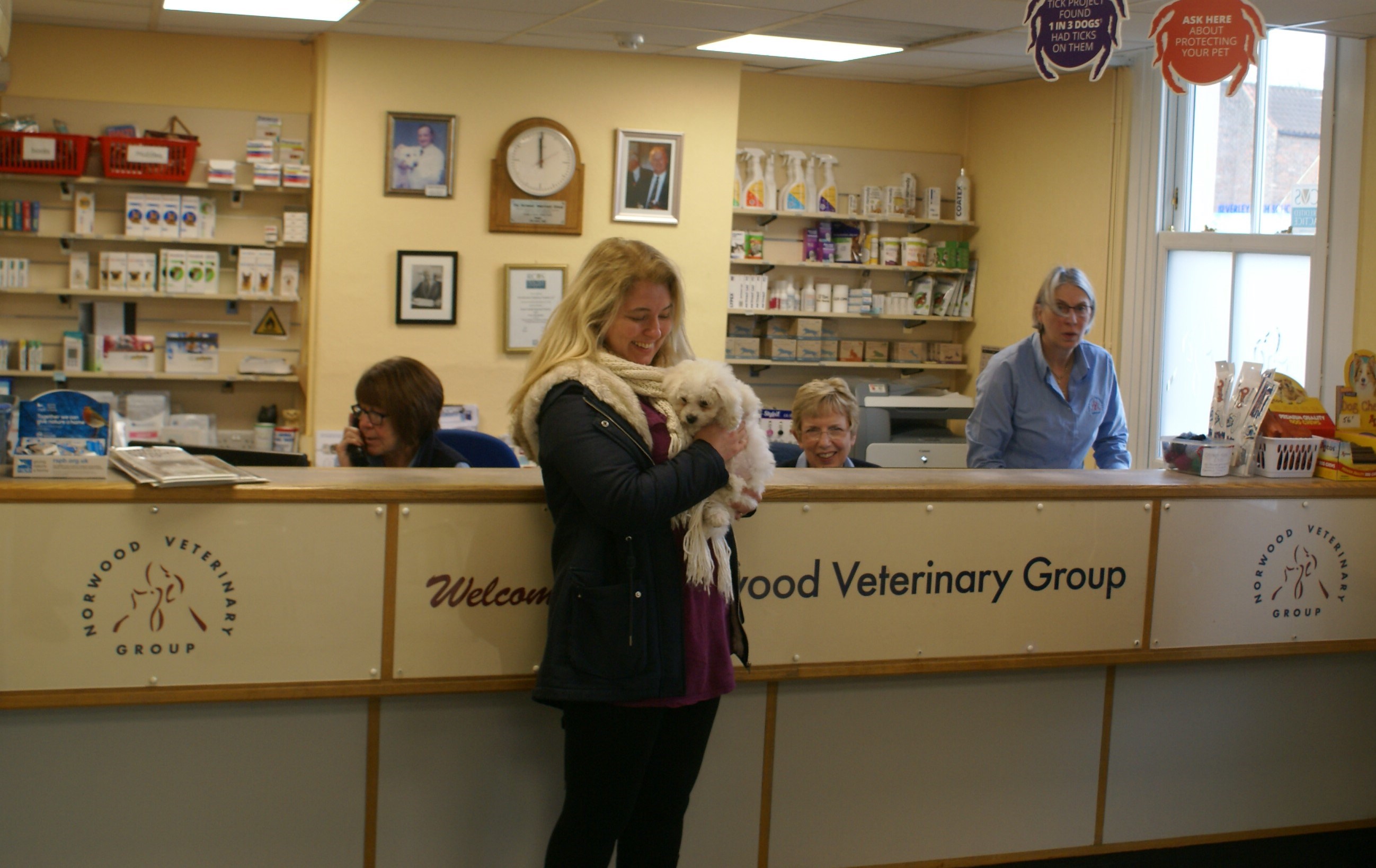 Reception and welcome to Norwood Veterinary Group Beverley
